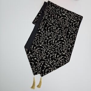 Table Runner Black & Gold Swirl Elegant Home Holiday Christmas Decor 13 x 71